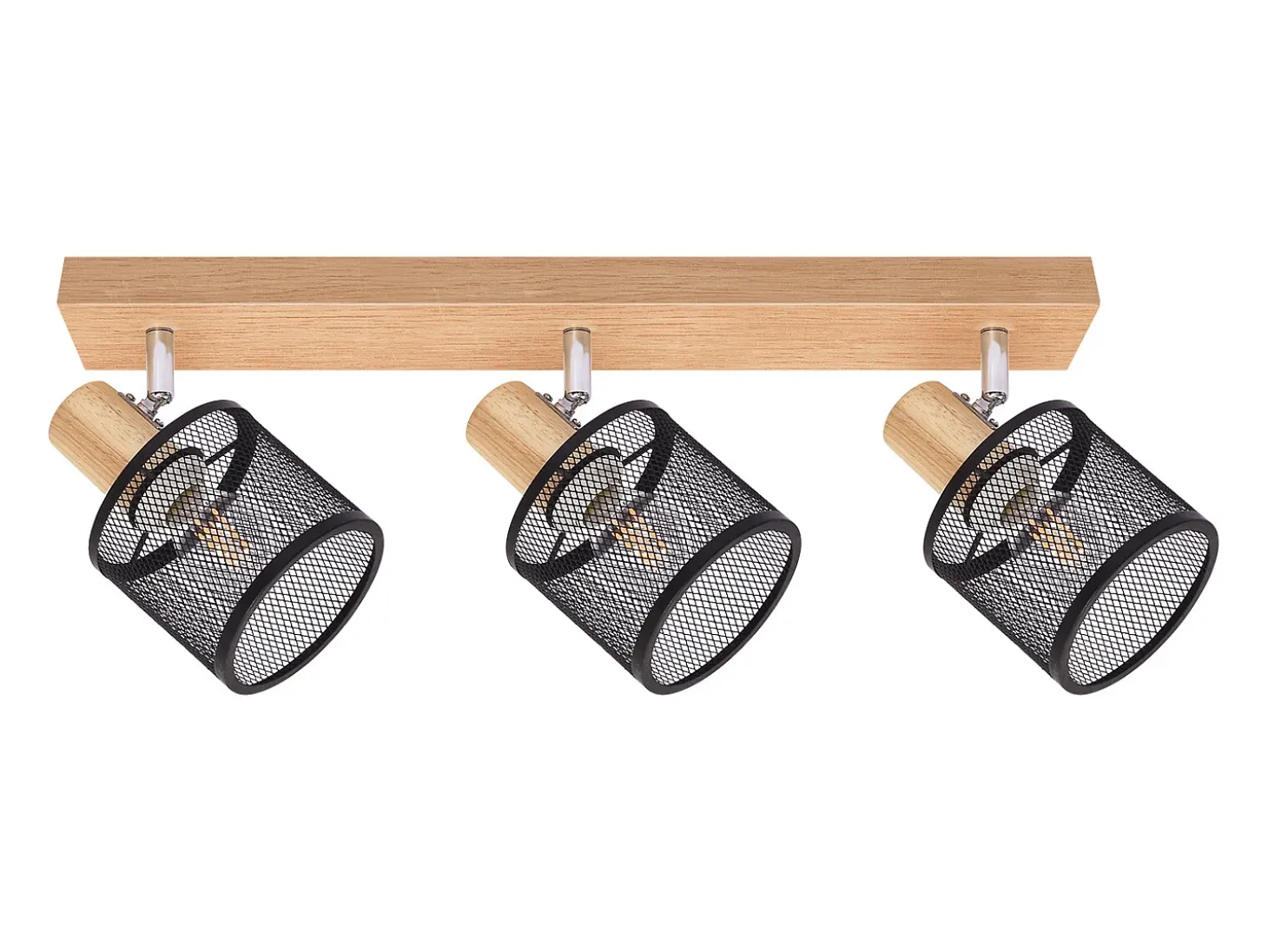 NETTLIFE Plafonario de 3 focos, aspecto negro, de madera - plafonario E14 giratorio 350°,máximo 4 bombillas de 25 w, moderno para salón, dormitorio y cocina.