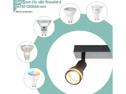 NETTLIFE Plafón^Plafonario de 5 focos : Plafonario metálico con focos GU10 giratorios para interiores, para cocina, oficina, salón y dormitorio, sin bombillas. Negro