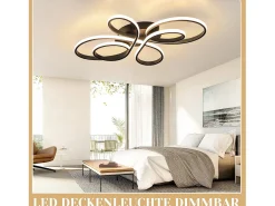 NETTLIFE Plafonario LED Ajustable de Gran Tamaño, 100 cm, para Salón, 90 W, Moderno, Negro con Control Remoto