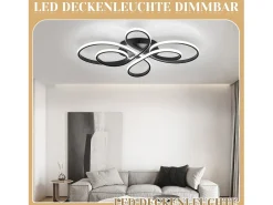 NETTLIFE Plafonario LED Ajustable de Gran Tamaño, 100 cm, para Salón, 90 W, Moderno, Negro con Control Remoto
