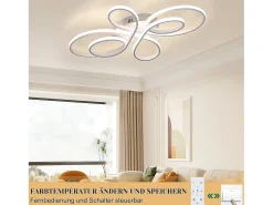 NETTLIFE Plafón^Plafonario LED Ajustable de Gran Tamaño, 100 cm, 90 W, Moderno con Control Remoto en el Diseño Blanco