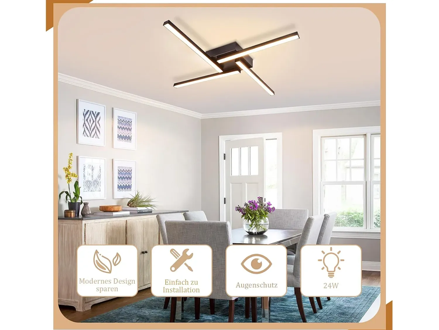 Outlet NETTLIFE Plafonario LED de 24W, diseño moderno, 3000K, luz blanca cálida. Blanco