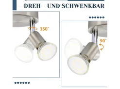 Online NETTLIFE Plafonario LED GU10 - 3 Luces de Techo Redondas Modernas, Luces de Techo de 350° para Cocinas, Pasillos, Habitaciones y Salones - Sin Bombilla, Cromado Plateado