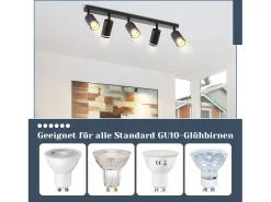 NETTLIFE Plafonario moderno de 5 focos: plafonario negro, foco GU10 giratorio hasta 355°, interior de metal, para cocina, sala, dormitorio, sin bombilla.