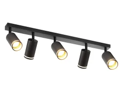 NETTLIFE Plafonario moderno de 5 focos: plafonario negro, foco GU10 giratorio hasta 355°, interior de metal, para cocina, sala, dormitorio, sin bombilla.