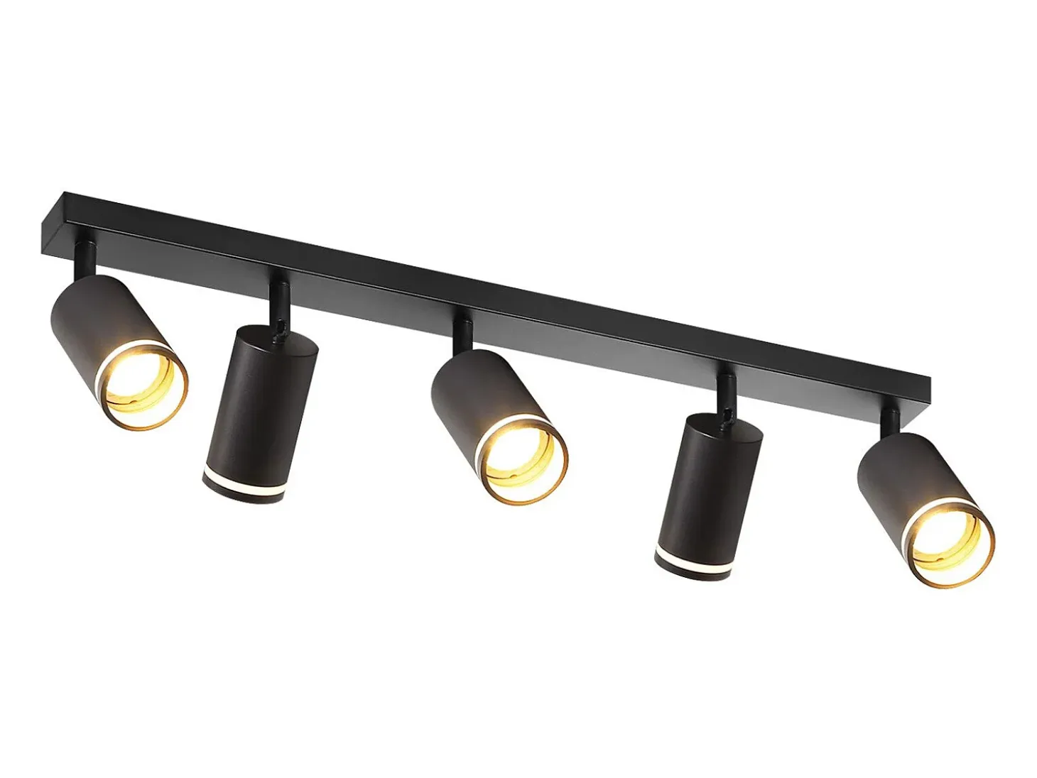 NETTLIFE Plafonario moderno de 5 focos: plafonario negro, foco GU10 giratorio hasta 355°, interior de metal, para cocina, sala, dormitorio, sin bombilla.