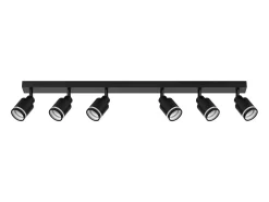 NETTLIFE Plafonario moderno negro: 6 focos de techo orientables, de metal, GU10 para oficina, dormitorio, comedor, sin bombilla.