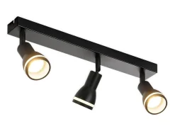 NETTLIFE Plafonario negro moderno: 3 focos de techo orientables de metal, plafonario GU10, para habitación, comedor, sin bombilla.
