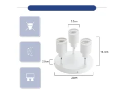NETTLIFE Plafón^Plafonero moderno: 3 focos orientables del techo de metal, plafonero GU10, para habitación, comedor, sin bombilla. Blanco