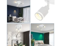 NETTLIFE Plafón^Plafonero moderno: 3 focos orientables del techo de metal, plafonero GU10, para habitación, comedor, sin bombilla. Blanco