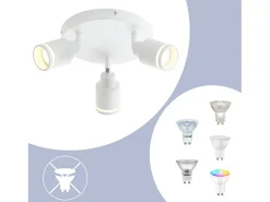 NETTLIFE Plafón^Plafonero moderno: 3 focos orientables del techo de metal, plafonero GU10, para habitación, comedor, sin bombilla. Blanco