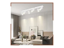 NETTLIFE Plafón^Plafonero de 6 focos moderno: plafonero con foco GU10 giratorio hasta 355° de metal para interiores, para cocina, salón, dormitorio, sin bombilla. Blanco