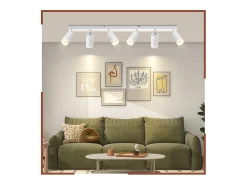 NETTLIFE Plafón^Plafonero de 6 focos moderno: plafonero con foco GU10 giratorio hasta 355° de metal para interiores, para cocina, salón, dormitorio, sin bombilla. Blanco