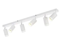 NETTLIFE Plafón^Plafonero de 6 focos moderno: plafonero con foco GU10 giratorio hasta 355° de metal para interiores, para cocina, salón, dormitorio, sin bombilla. Blanco