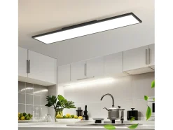 Sale NETTLIFE Plafonero LED 120 x 30 - Panel de techo de intensidad variable, lámpara de luz diurna larga, escritorio plano con mando a distancia, 40 W Negro