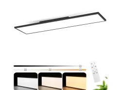 Sale NETTLIFE Plafonero LED 120 x 30 - Panel de techo de intensidad variable, lámpara de luz diurna larga, escritorio plano con mando a distancia, 40 W Negro