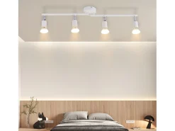 NETTLIFE Plafón^Plafonero LED de 4 bombillas GU10, plafonero moderno con luz de punto para interiores, . Blanco