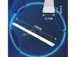 NETTLIFE Plafón^Plafonero LED de 120 cm y 36 W, tubo de luz para habitaciones húmedas, 4000 K, lámpara para bodega, neutro, ángulo de haz largo de 180°. Blanco