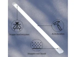 NETTLIFE Plafón^Plafonero LED de 120 cm y 36 W, tubo de luz para habitaciones húmedas, 4000 K, lámpara para bodega, neutro, ángulo de haz largo de 180°. Blanco