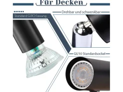 Online NETTLIFE Plafonero LED GU10 - 3 Focos de Techo Redondeados Modernos, Focos de Techo de 350° para Cocinas, Pasillos, Habitaciones y Salones - Sin Bombilla, . Negro
