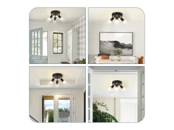 Online NETTLIFE Plafonero LED GU10 - 3 Focos de Techo Redondeados Modernos, Focos de Techo de 350° para Cocinas, Pasillos, Habitaciones y Salones - Sin Bombilla, . Negro