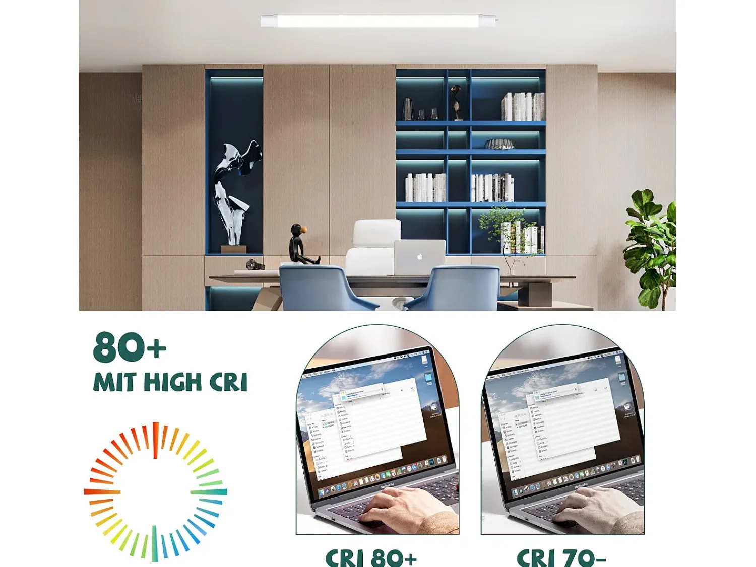 Discount NETTLIFE . Plafonero LED para ambiente húmedo, luz de 120 cm, plafonero de 36 W, IP65. Tubo fluorescente de luz para bañera de 5000 K. Blanco