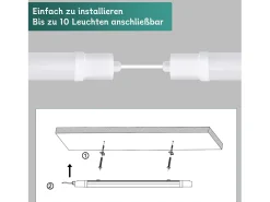 Discount NETTLIFE . Plafonero LED para ambiente húmedo, luz de 120 cm, plafonero de 36 W, IP65. Tubo fluorescente de luz para bañera de 5000 K. Blanco