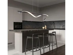 NETTLIFE, soporte moderno de LED regulable, 22 W, de color plateado, diámetro de 100 cm, de aluminio, diseño ondulado, altura ajustable para comedor y dormitorio.