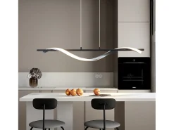 NETTLIFE, soporte moderno de LED regulable, 22 W, de color plateado, diámetro de 100 cm, de aluminio, diseño ondulado, altura ajustable para comedor y dormitorio.