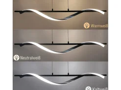 NETTLIFE, soporte moderno de LED regulable, 22 W, de color plateado, diámetro de 100 cm, de aluminio, diseño ondulado, altura ajustable para comedor y dormitorio.
