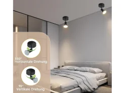 NETTLIFE Plafón^Spot GU10 Max.40 W Aplique interior moderno, foco ajustable 330°, pantalla de tela metálica, para pasillo, cocina, Negro