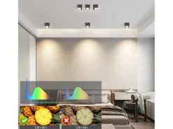 NETTLIFE Plafón^Spot LED Luces de techo GX53 MAX.5W Foco giratorio cuadrado para cocina Sala Comedor Pasillo Negro