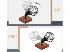 NETTLIFE Plafón^Spot Lámpara de techo Madera negra E14 Metal vintage Giratorio 350°Máx. 40 W para pasillo salón dormitorio cocina Negro