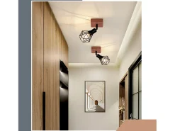 NETTLIFE Plafón^Spot Lámpara de techo Madera negra E14 Metal vintage Giratorio 350°Máx. 40 W para pasillo salón dormitorio cocina Negro