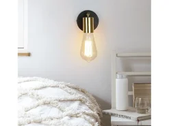 NETTLIFE Plafón^Stop Lámpara de Pared Vintage E27 Dorado Retro para Ajustable Moderno para Cocina Pasillo Mesita de Noche Sala de Estar o Dormitorio Negro