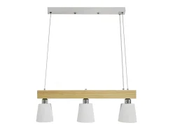 Online NETTLIFE . Suspensión de madera, 3 llamas, caliente vintage, regulable en altura, bombilla E27, máxima 25 W. Blanco