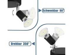 Online NETTLIFE Techo de 3 Focos GU10 de Metal Orientable Estilo Industrial para Interior Cocina Salón Dormitorio Negro