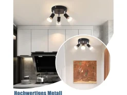 Online NETTLIFE Techo de 3 Focos GU10 de Metal Orientable Estilo Industrial para Interior Cocina Salón Dormitorio Negro