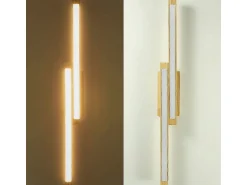 NETTLIFE Plafón^Techo luminoso LED, madera clara de 90 cm, 3000 K, blanco cálido, lámpara de diseño retro para el dormitorio, para salón, dormitorio, pasillo, comedor. Beige