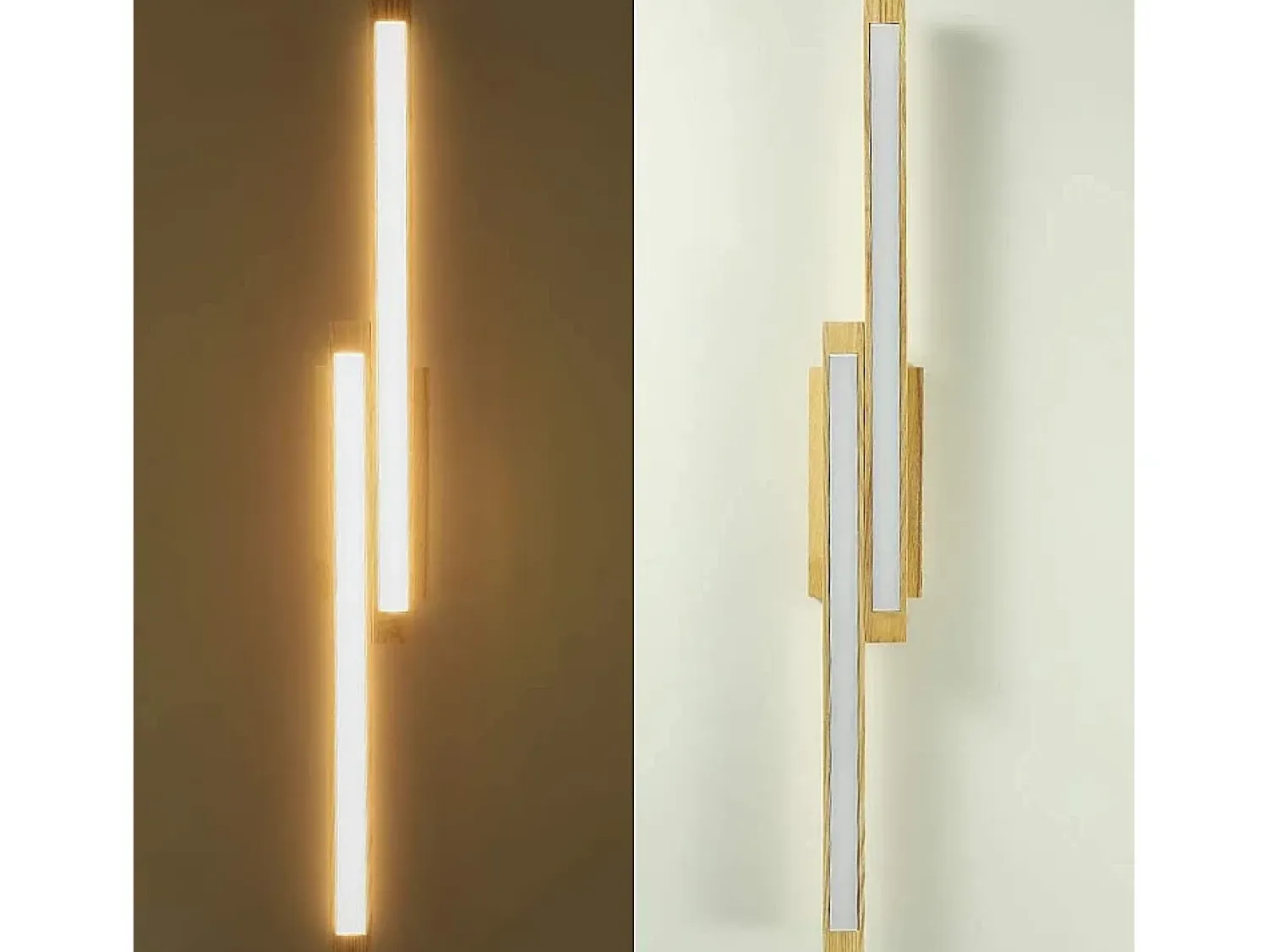 NETTLIFE Plafón^Techo luminoso LED, madera clara de 90 cm, 3000 K, blanco cálido, lámpara de diseño retro para el dormitorio, para salón, dormitorio, pasillo, comedor. Beige