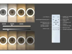 Clearance NETTLIFE Ventilador de techo LED con control remoto, silencioso, 48,5cm, ajustable, temporizador, cristal, para salón/dormitorio. Blanco