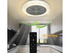 Clearance NETTLIFE Ventilador de techo LED con control remoto, silencioso, 48,5cm, ajustable, temporizador, cristal, para salón/dormitorio. Blanco