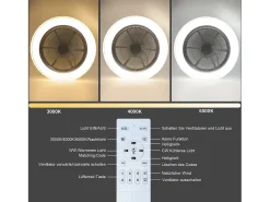 Clearance NETTLIFE Ventilador de techo LED con control remoto, silencioso, 48,5cm, ajustable, temporizador, cristal, para salón/dormitorio. Blanco