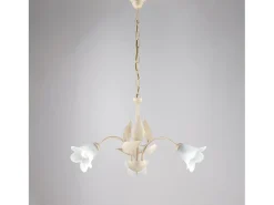 Clearance Olga - Lámpara de araña con cristal alabastro y acabado oro antiguo, 3 luces Ø60 cm Marfil