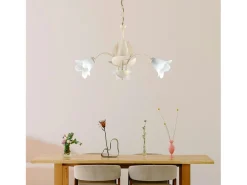 Clearance Olga - Lámpara de araña con cristal alabastro y acabado oro antiguo, 3 luces Ø60 cm Marfil