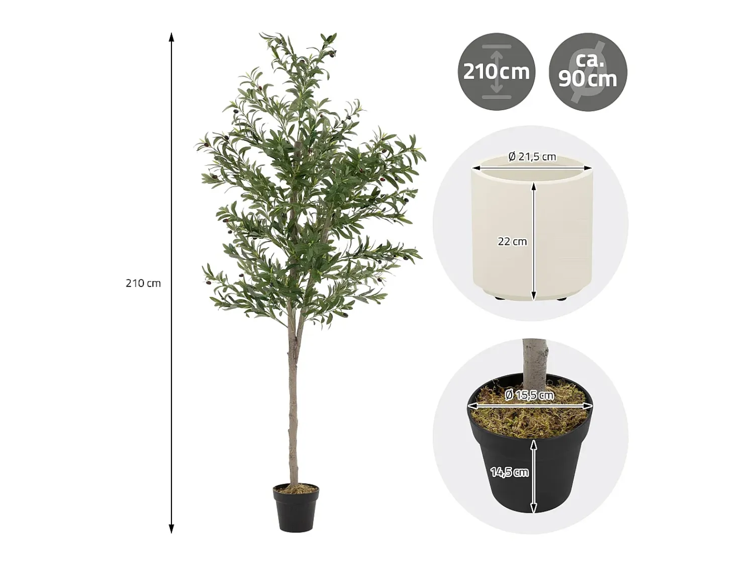 Best ML-DESIGN Olivo artificial Plantas artificiales Árbol artificial Planta artificial en mace Verde