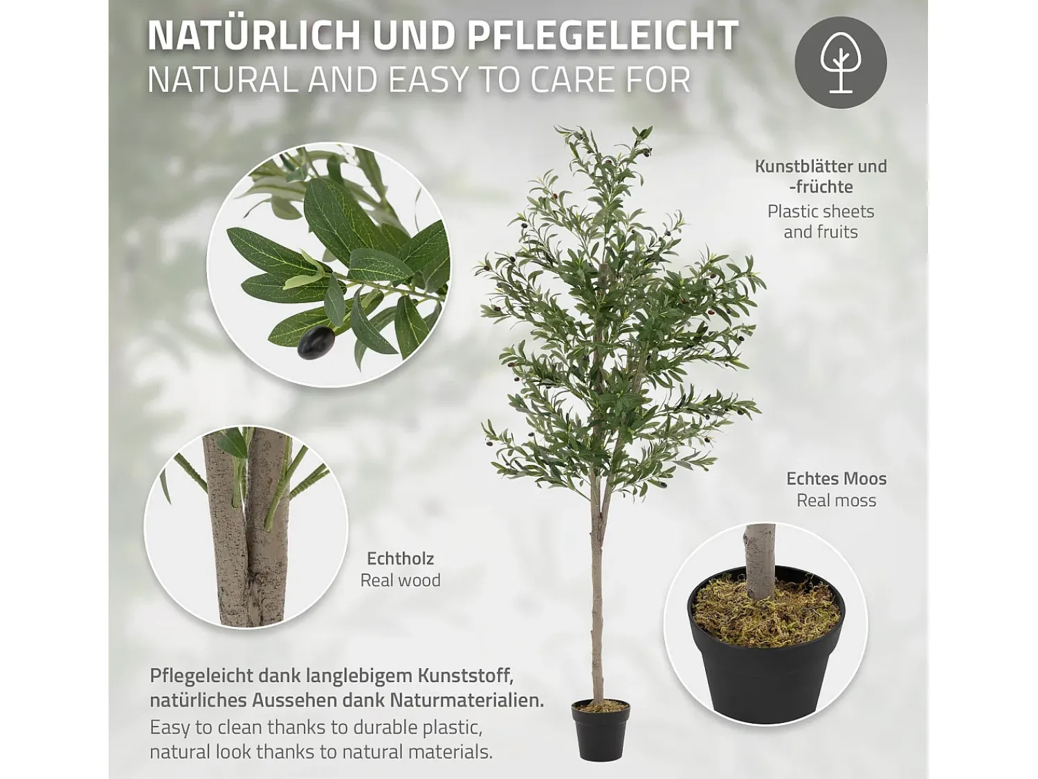 Best ML-DESIGN Olivo artificial Plantas artificiales Árbol artificial Planta artificial en mace Verde