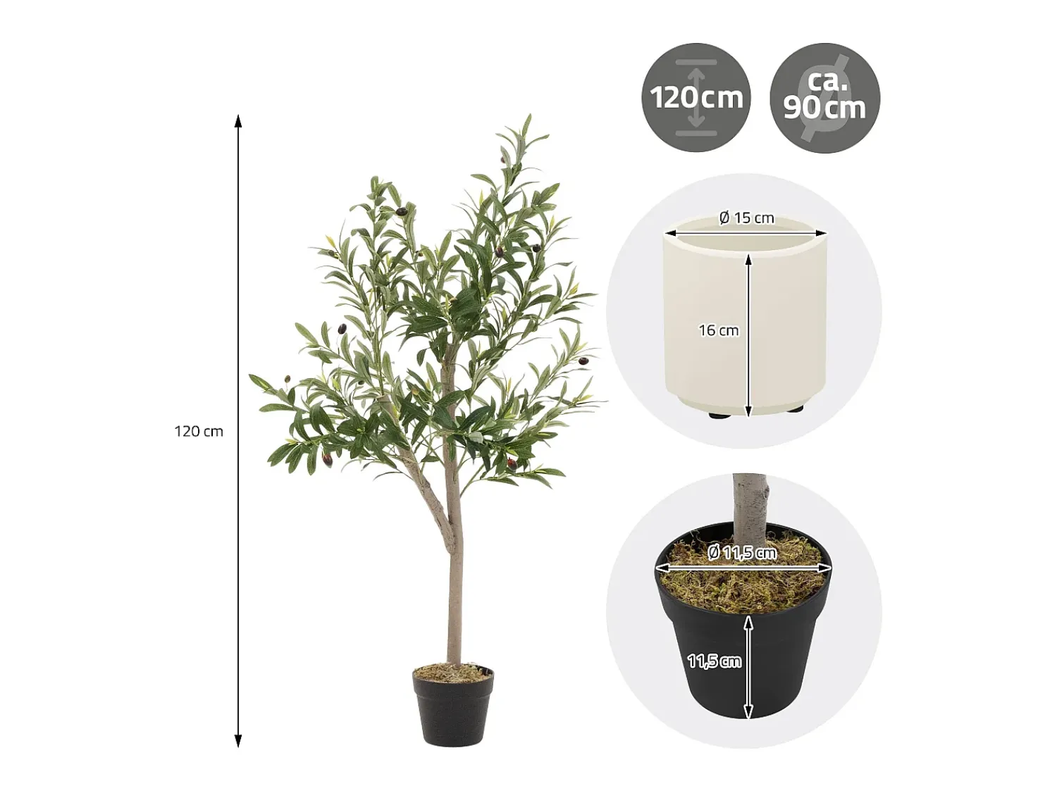 ML-DESIGN Planta Artificial^Olivo artificial Plantas artificiales Árbol artificial Planta artificial en mace Verde