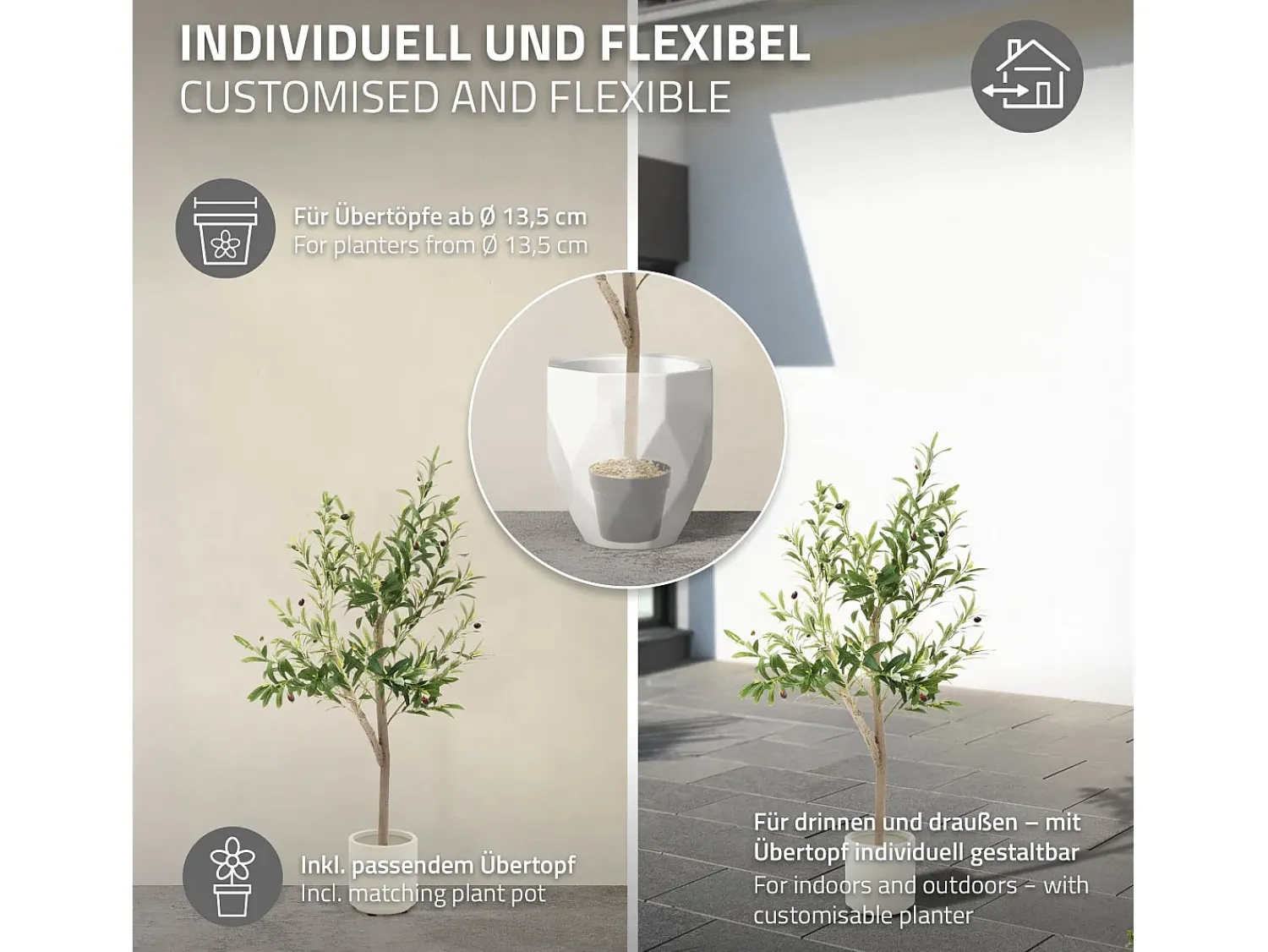 ML-DESIGN Planta Artificial^Olivo artificial Plantas artificiales Árbol artificial Planta artificial en mace Verde