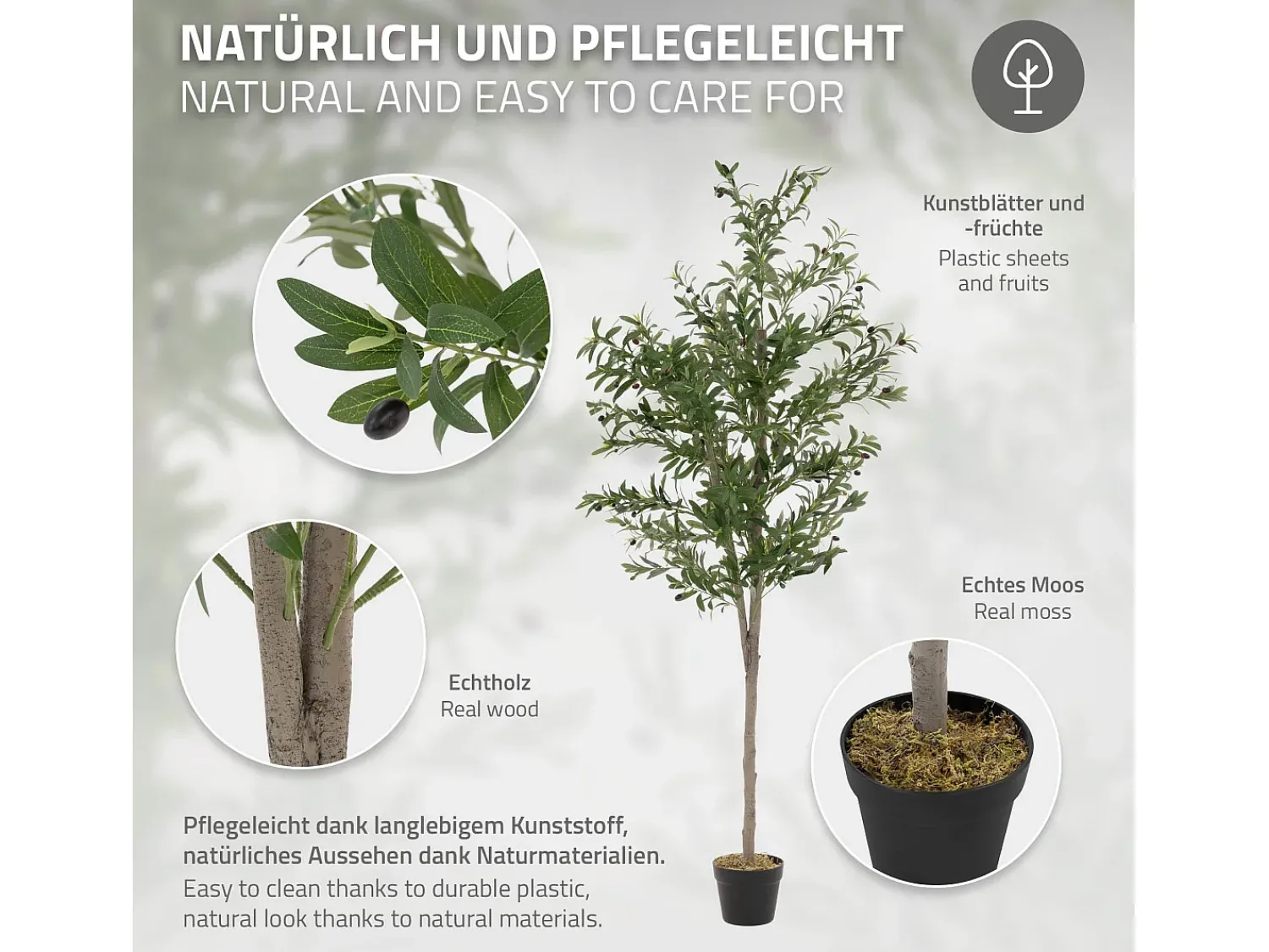 ML-DESIGN Planta Artificial^Olivo artificial Plantas artificiales Árbol artificial Planta artificial en mace Verde